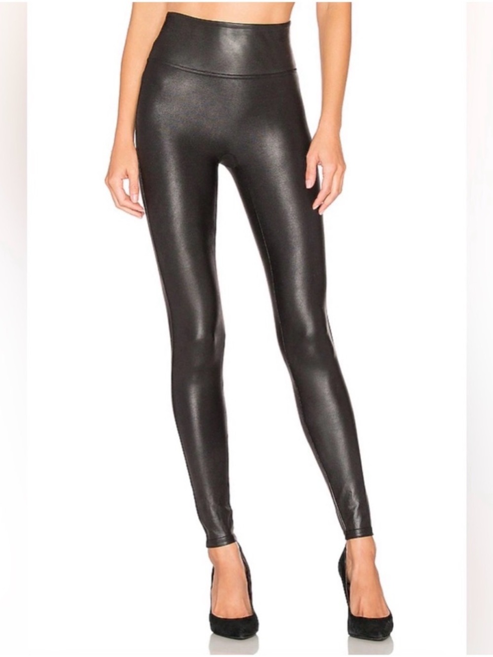 SPANX Black Faux-Leather High-Waist Leggings